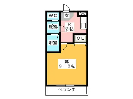 カルチェドミール(1K/1階)の間取り写真