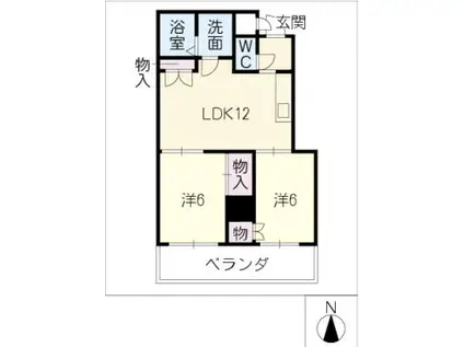 豊川支店マンション(2LDK/2階)の間取り写真