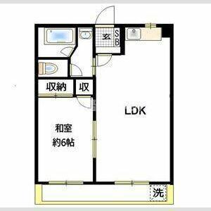 高階マンション(1LDK/2階)の間取り写真