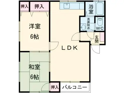 明生ハイツ純(2LDK/1階)の間取り写真