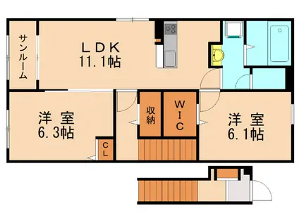 LUXOR G I(2LDK/2階)の間取り写真