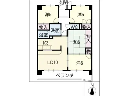 グランドール東丘(4LDK/5階)の間取り写真