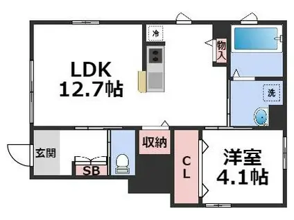 ルクシェ堂ヶ芝(1LDK/1階)の間取り写真