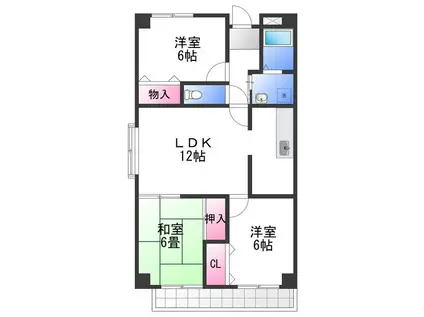 パルティール小柴(3LDK/10階)の間取り写真