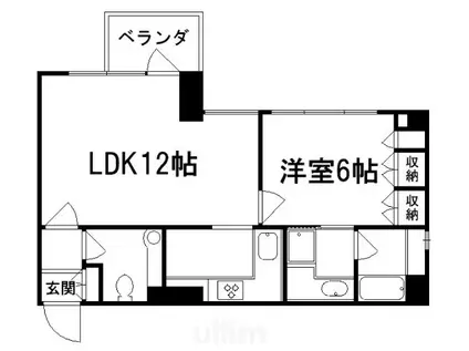 ヴェルビュ二条城東(1LDK/3階)の間取り写真