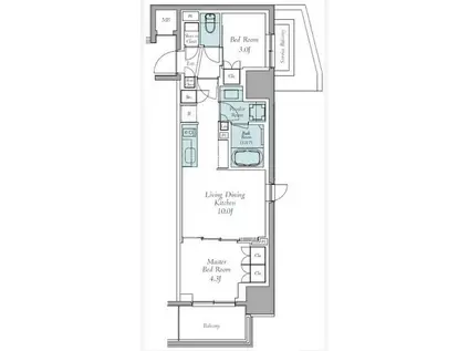 クレストコート東中野(2LDK/7階)の間取り写真