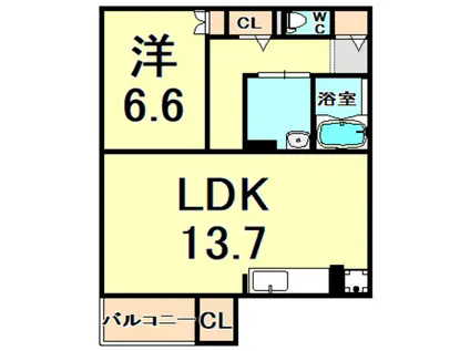 HIRO Ⅱ(1LDK/2階)の間取り写真