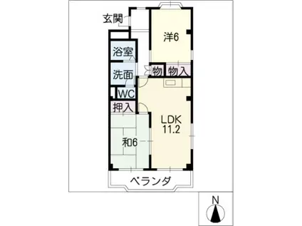 ファミールはらたII(2LDK/2階)の間取り写真