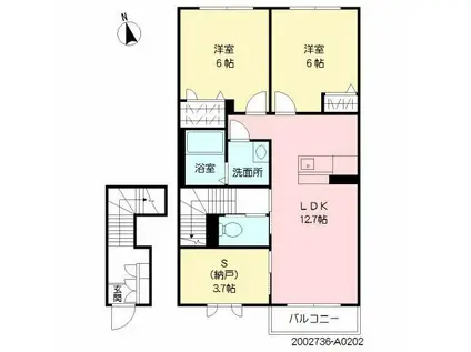 モンフレール亀川 8(2SLDK/2階)の間取り写真