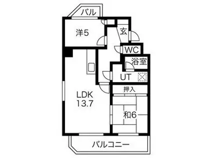 ダイアパレス庄内通(2LDK/5階)の間取り写真