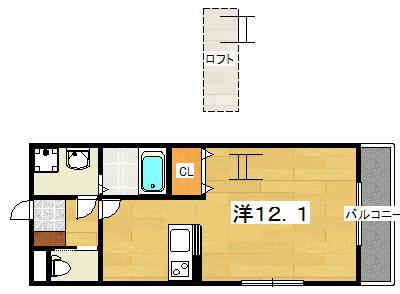 グランパルク(ワンルーム/2階)の間取り写真
