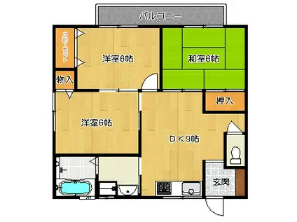 リバーサイド優(3DK/2階)の間取り写真