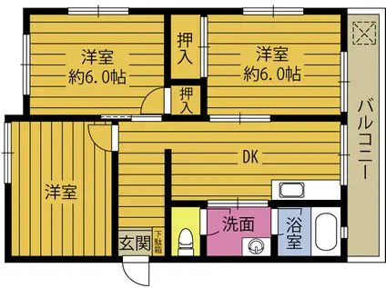 豊府Rアパートメント(3DK/2階)の間取り写真