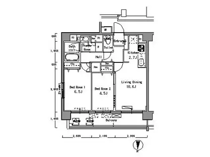 パークアクシス滝野川(2LDK/3階)の間取り写真