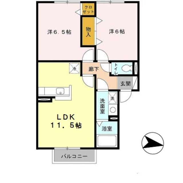 グランディール(2LDK/1階)の間取り写真