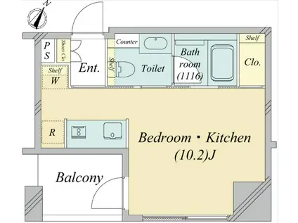 パークリュクス銀座8丁目MONO(ワンルーム/4階)の間取り写真