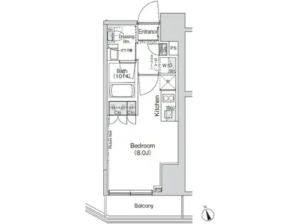 ベルビュー新橋(ワンルーム/4階)の間取り写真