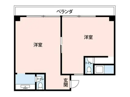 レオビル(2K/8階)の間取り写真