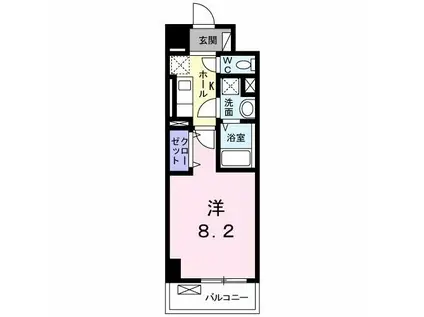 アステール(1K/6階)の間取り写真