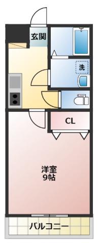 グランコートSS(1K/2階)の間取り写真