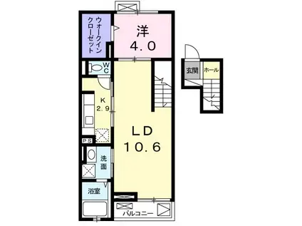サニーガーデン(1LDK/4階)の間取り写真