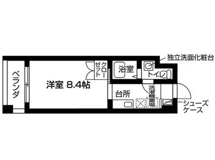 ドゥーエ新百合ヶ丘(1K/1階)の間取り写真
