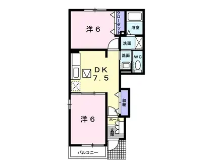 アイビー・ヒルズA(2DK/1階)の間取り写真