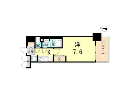 LUXE神戸ウエスト(1K/2階)の間取り写真