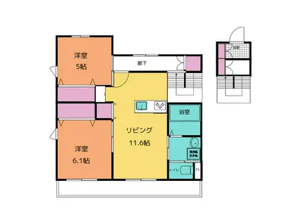 LA VENERE 3(2LDK/2階)の間取り写真