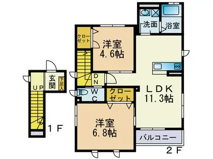 グランツハイム(2LDK/2階)の間取り写真