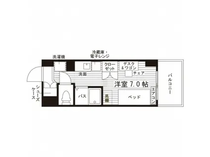 学生会館 キャンパスエール三鷹(ワンルーム/2階)の間取り写真
