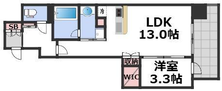 SUNREGIS NAMBA(1LDK/11階)の間取り写真