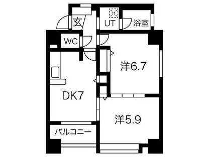 クラッセ北大通(2LDK/2階)の間取り写真