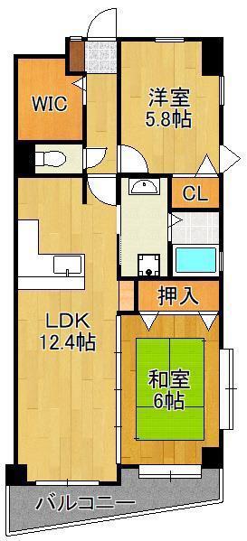ミラベル嵐ヶ丘(2LDK/6階)の間取り写真