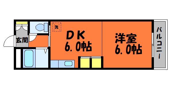ジュネス老松(ワンルーム/2階)の間取り写真