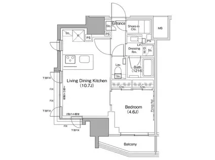 ザ・パークハビオ荏原中延駅前(1LDK/12階)の間取り写真