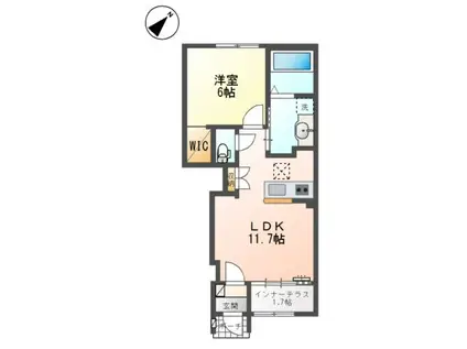 スターテラスII東出雲(1LDK/1階)の間取り写真