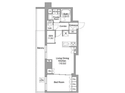 プラネソシエプラス旗の台(1LDK/5階)の間取り写真