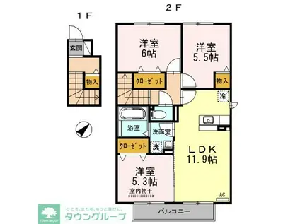 ルミエール A棟(3LDK/2階)の間取り写真