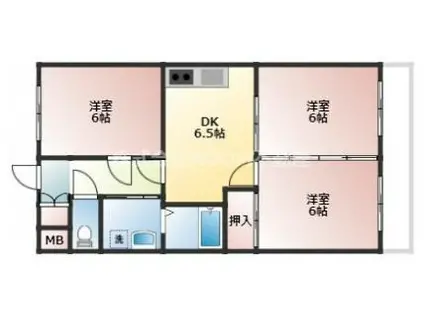 東町ペアシティ(3DK/1階)の間取り写真