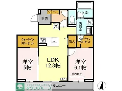 グレイスフルコート雅(2LDK/2階)の間取り写真