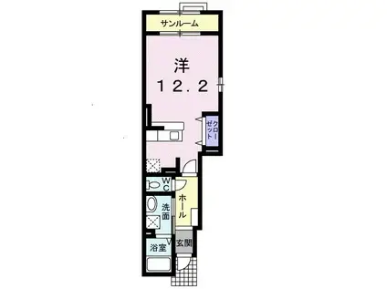 カルムS(ワンルーム/1階)の間取り写真