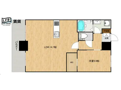 ハーヌルNAKAI(1LDK/5階)の間取り写真