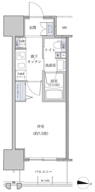 パークアクシス名古屋山王橋(1K/5階)の間取り写真