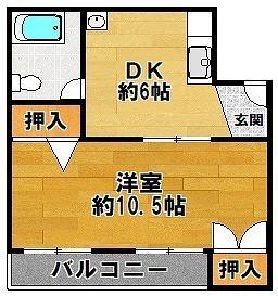 丸カントリーコーポ(1DK/4階)の間取り写真