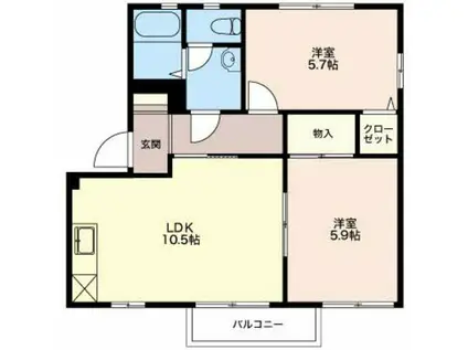 クレセールももB(2LDK/1階)の間取り写真