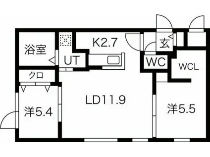 LEVANTE VIII(2LDK/3階)の間取り写真