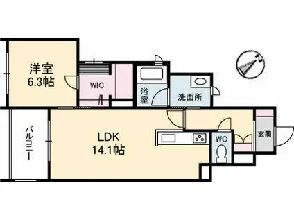 エンソラード(1LDK/2階)の間取り写真
