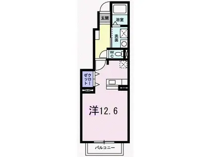 クリザンテーム(ワンルーム/1階)の間取り写真