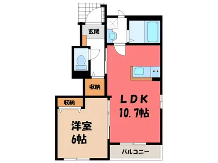 ディアフォレストII(1LDK/1階)の間取り写真